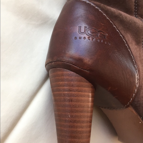 UGG Mid-Calf Suede & leather boots, wooden heel, 7 - Picture 13 of 14